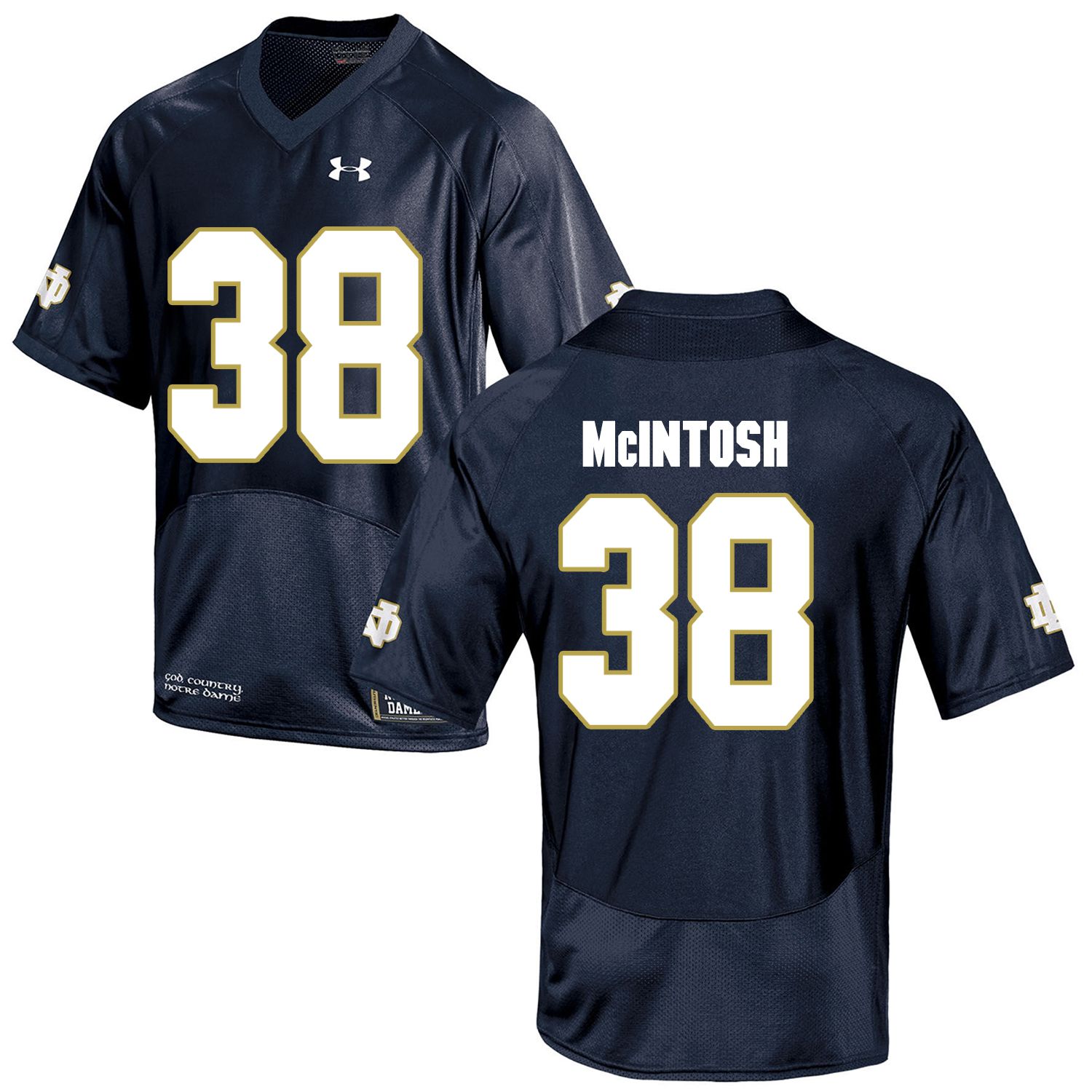 Men Norte Dame Fighting Irish #38 Mcintosh Navy Blue Customized NCAA Jerseys->customized ncaa jersey->Custom Jersey